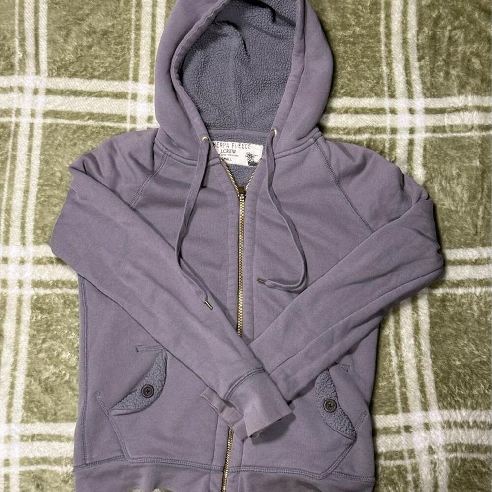 Vintage y2k cute J.Crew Sherpa Fleece Lined Purple Gray Full Zip Hoodie